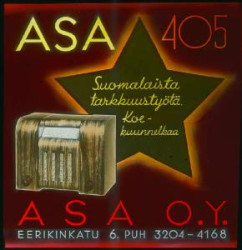 ASA oli merkittävä kotimainen radiomerkki ennen sotavuosia. (Tuntematon valokuvaaja/Turun museokeskus)